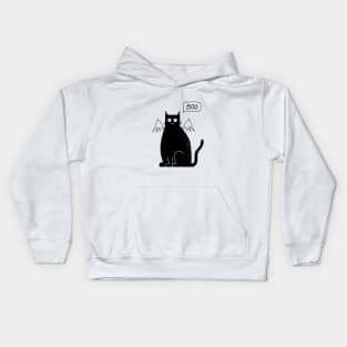 Cute Black Cat - Halloween Costume spooky kitty Bat wings Black White Kids Hoodie